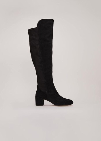 Phase Eight Milly Leather Knee High Boots Black Canada | QBZPFN-572